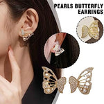 Pearl Zirconia Double Sided Butterfly Stud Earrings