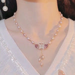 Pearl Necklace with Swan Pendant