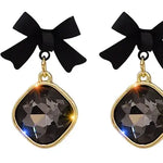 Black Bow Crystal drop cute Earrings