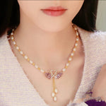 Pearl Necklace with Swan Pendant