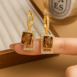 Double Square Chanel-Style Geometric Zircon Earrings