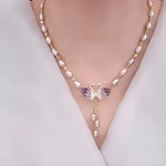 Pearl Necklace with Swan Pendant