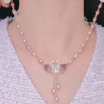 Pearl Necklace with Swan Pendant