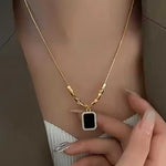 Black Onyx Necklace (Titanium Steel)