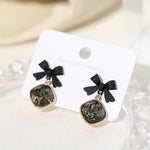 Black Bow Crystal drop cute Earrings